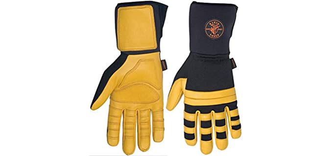 Klein Tools 40082 Lineman Work Gloves, Large, Yellow