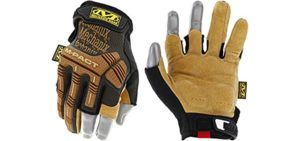 Mechanix Wear: M-Pact Leather Framer Work Gloves (Large, Brown/Black)