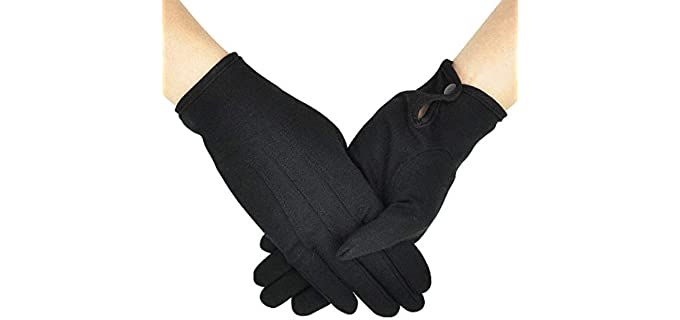 Parade Gloves Black Cotton Formal Tuxedo Costume Honor Guard Gloves with Snap Cuff, Coin Jewelry Silver Inspection Gloves 1 Pair