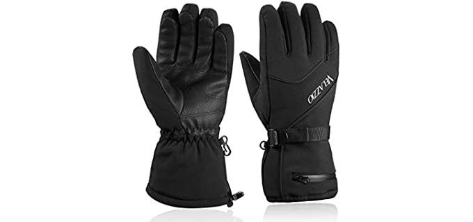 Ski Gloves - Velazzio Waterproof Breathable Snowboard Gloves, 3M Thinsulate Insulated Warm Winter Snow Gloves, Fits Both Men & Women (S)