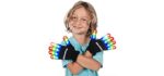 The Noodley Cool Kids Toys for Boys LED Light Up Glow Gloves Sensory Toy for Autistic Children Cosplay Halloween Costume Stocking Stuffers for Christmas Small Gifts Ages 4 5 6 7 (Small, Black)