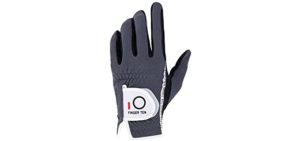 FINGER TEN Men’s Golf Glove Rain Grip Black Grey Left Hand Pack, Durable Fit for Hot Wet All Weather, Size Small Medium Large XL (Grey, M/Large)
