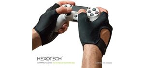 Foamy Lizard Gaming Grip Gloves Hexotech Pro Gamer Anti-Sweat Fingerless Tactical Gloves for Controller Grip for Xbox Series X, Playstation 5 Dualsense (Pair of Gloves) LG
