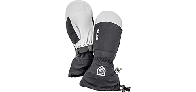 Hestra Army Leather Heli Ski Glove - Classic Snow Mitten for Skiing, Snowboarding and Mountaineering - Black - 8