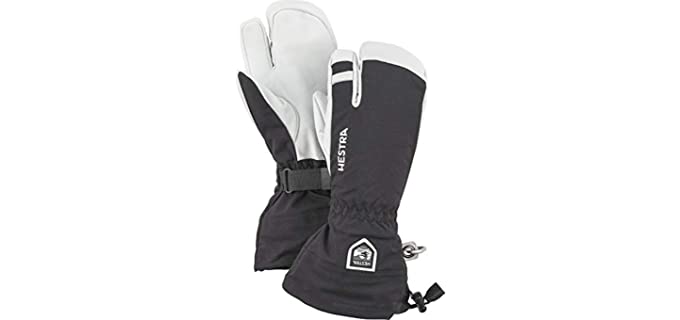 Hestra Army Leather Heli Ski Glove - Classic 3-Finger Snow Glove for Skiing, Snowboarding and Mountaineering - Black - 12