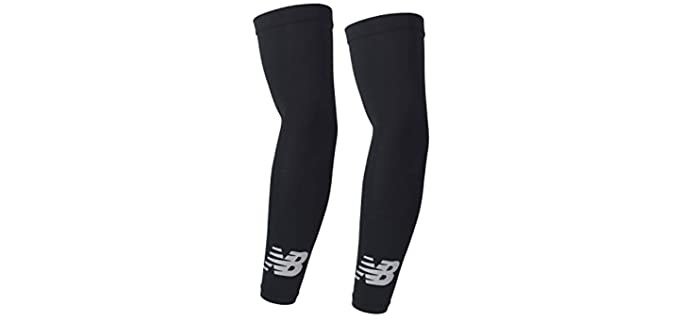 New Balance Unisex Outdoor Sports Compression Arm Sleeves, Arm Warmer, Black, Small and Medium(1 Pair)