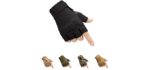 HYCOPROT Fingerless Tactical Gloves, Knuckle Protective Breathable Lightweight Outdoor Military Gloves for Shooting, Hunting, Motorcycling, Climbing (M, Black)