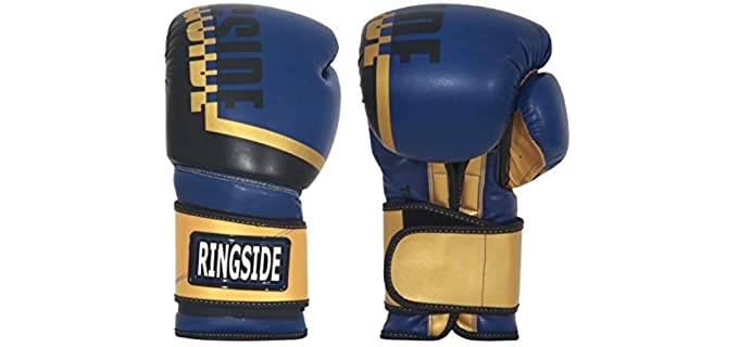 Ringside Bullet Sparring Gloves, Gold/Blue, 16 oz