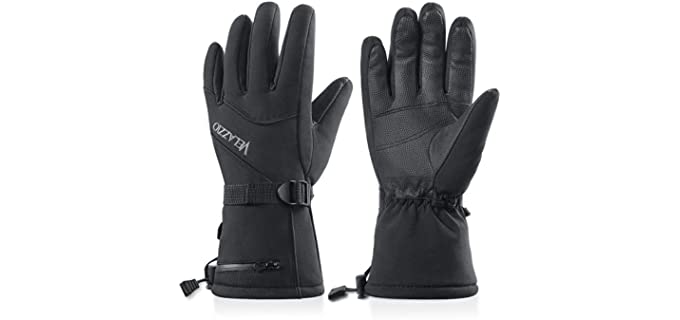 Ski Gloves - Velazzio Waterproof Breathable Snowboard Gloves, 3M Thinsulate Insulated Warm Winter Snow Gloves, Fits Both Men & Women (L/XL)