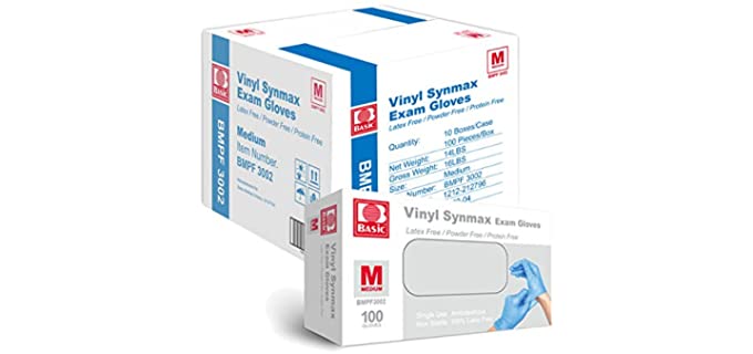 Basic Medical Synmax Vinyl Exam Gloves - Latex-Free & Powder-Free - Medium, BMPF-3002(Case of 1,000)