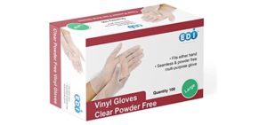 EDI Disposable Vinyl Gloves Medium, 100 pcs (Clear) - Powder-Free, Latex-Free