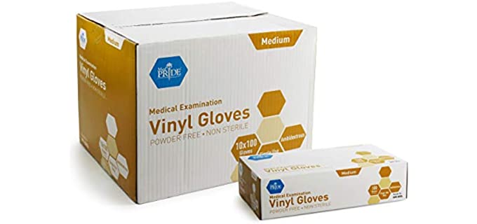 Medpride Medical Vinyl Examination Gloves (Medium, 1000-Count) Latex Free Rubber | Disposable, Ultra-Strong, Clear | Fluid, Blood, Exam, Healthcare, Food Handling Use | No Powder