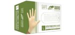 SAFEGUARD Latex Powder Free Gloves, Large, 100 Count