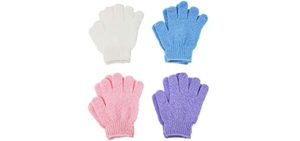 ATB 4 Pairs Exfoliating Gloves - Premium Scrub Wash Mitt for Bath or Shower - Luxury Spa Exfoliation Accessories For Men and Women