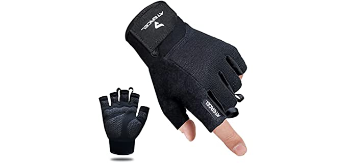 Atercel Workout Gloves for Men and Women, Exercise Gloves for Weight Lifting, Cycling, Gym, Training, Breathable and Snug fit (Black, L)