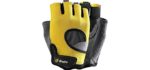 GloFit Freedom Workout Gloves, Knuckle Weight Lifting Shorty Fingerless Gloves with Curved Open Back, for Powerlifting, Gym, Women and Men (Yellow, X-Small)