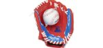 Rawlings Players Series Youth Tball/Baseball Glove with Ball, Right Hand Throw, Red/Blue, 9 Inch (Ages 3-5)