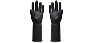 Uxglove Chemical Resistant Latex Gloves,Cleaning Protective Safety Work Heavy Duty Rubber Gloves,12.6