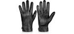 Genuine Sheepskin Leather Gloves For Men, Winter Warm Touchscreen Texting Cashmere Lined Driving Motorcycle Gloves By Alepo(Black-M)