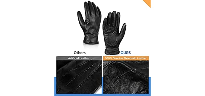 Alepo Genuine Sheepskin Leather Gloves For Men, Touchscreen