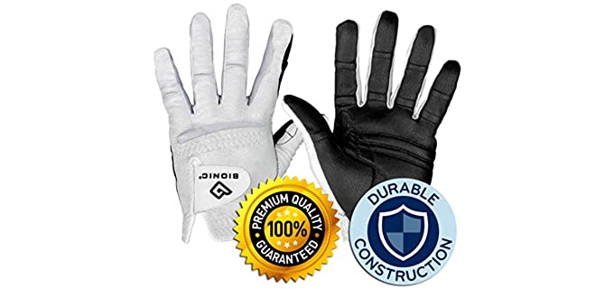 New Improved 2X Long Lasting Bionic RelaxGrip Golf Glove with Patented Double-Row Finger Grip System (Men's XL, Worn on Left Hand)