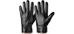 Winter PU Leather Gloves For Men, Warm Thermal Touchscreen Texting Typing Dress Driving Motorcycle Gloves With Wool Lining (Black-M)