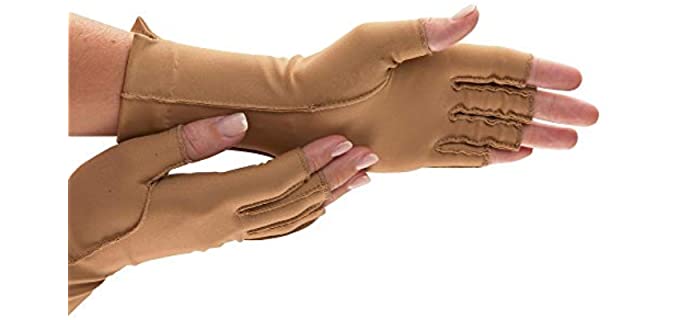 isotoner Women & Men Arthritis Compression Rheumatoid Pain Relief Gloves for joint support with Open/Full finger design