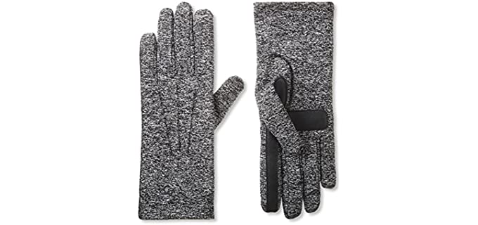 isotoner womens Womenâ€™s Spandex Cold Weather Stretch With Warm Fleece Lining Gloves, Black Heather, One Size US