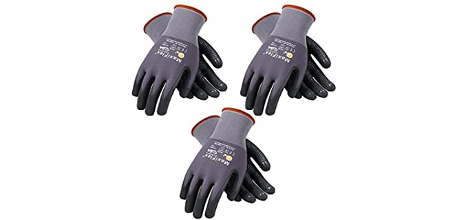 ATG 3 Pack MaxiFlex Endurance 34-844 Seamless Knit Nylon Work Glove with Nitrile Coated Grip on Palm & Fingers, Sizes Small to X-Large (Medium), Black and Gray, Model Number: 34-844 - MEDIUM - 3/PACK