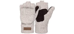 Bodvera Thermal Insulation Fingerless Texting Gloves Unisex Winter Warm Knitted Convertible Mittens with Flap Cover BG