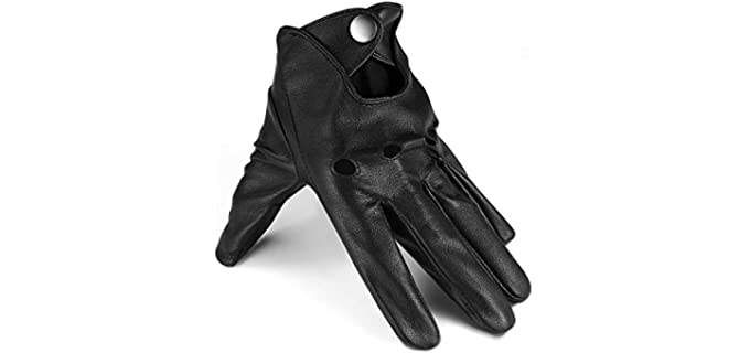 Driving Gloves Thin Black Leather Gloves Mens Driving Gloves Touchscreen Outdoor Sports(PU,L)