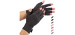 Duerer Arthritis Compression Gloves Women Men for RSI, Carpal Tunnel, Rheumatiod, Tendonitis, Fingerless Gloves for Computer Typing and Dailywork (Black, S)