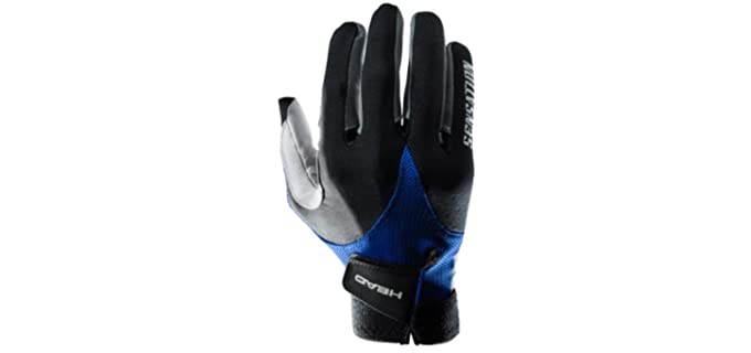 HEAD Leather Racquetball Glove - Sensation Lightweight Breathable Glove for Right & Left Hand - Royal/Black, Left - Large