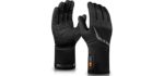 Heated Gloves for Men Women Rechargeable Waterproof, Winter Glove Liners for Raynaud, Thin Heated Gloves for Ski Hiking (Black, Large)