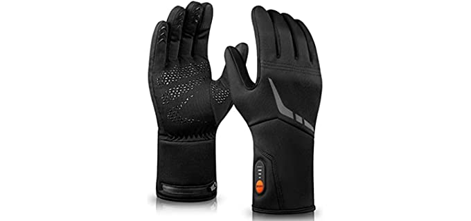 Heated Gloves for Men Women Rechargeable Waterproof, Winter Glove Liners for Raynaud, Thin Heated Gloves for Ski Hiking (Black, Large)