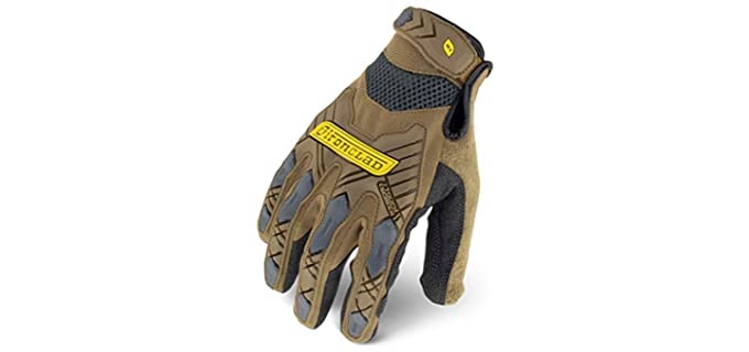 IRONCLAD Command Impact Work Gloves; Touch Screen Gloves Conductive Palm and Fingers, Impact Protection, Machine Washable, Sized S, M, L, XL, XXL (1 Pair) (Large, Brown)