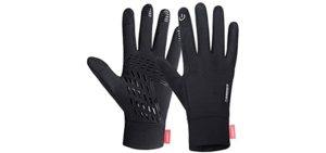 Lanyi Running Gloves Lightweight Cycling Sports Work Black Gloves Men Women Windproof Anti-Slip Touchscreen Compression Liner Gloves (M)