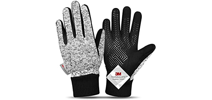 MOREOK Winter Gloves for Men/Women, -10°F 3M Thinsulate Cycling Gloves Warm Gloves for Running/Driving/Hiking/Working-M