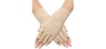 Maxdot Sunblock Fingerless Gloves Summer Driving Gloves UV Protecting Gloves for Women (Khaki)