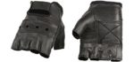 Milwaukee Leather SH216 Men's Black Leather Fingerless Gloves with Padded Palm - X-Large