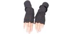 Novawo Women's Scale Design Winter Warm Knitted Long Arm Warmers Gloves Mittens (Dark Gray)