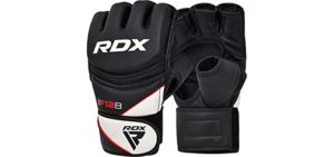 RDX Maya Hide Leather Grappling MMA Gloves UFC Cage Fighting Sparring Glove Training F12,Black,Medium