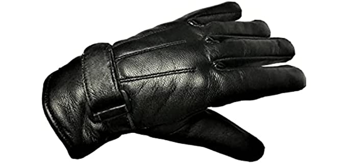 Unisex Men Women Leather Soft Fully Fleece Lined Warm Driving and Winter Gloves XS To 2XL (Large)