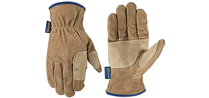 Wells Lamont Men's Heavy Duty Leather Ranching & Fencer Gloves | Durable, Abrasion & Water-Resistant HydraHyde, Large (1019L)