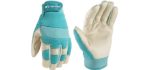 Wells Lamont Women's Hybrid Work/Gardening Gloves | Water-Resistant HydraHyde Leather | Large (3204L)