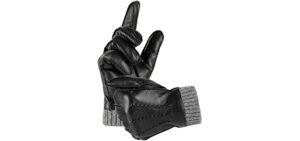 Winter Warm Genuine Leather Gloves , Cashmere Lined Driving Motorcycle Gloves for Men