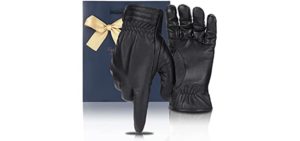 Winter Sheepskin Leather Driving Gloves for Men Women All Fingers Touchscreen Texting Riding Winter Dress Black Gloves Short Wrist