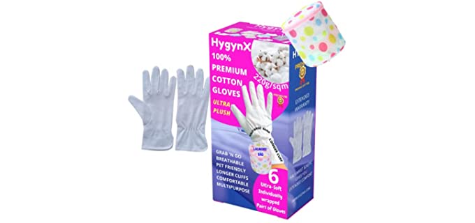 6 Pairs White Cotton Gloves, Moisturizing Gloves Overnight, Cotton Gloves for Dry Hands, Cotton Gloves for Eczema, Nighttime Gloves, Moisturizing Gloves (6 Pairs)