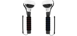AMVR Dual Handles Extension Grips for Oculus Quest, Quest 2 or Rift S Controllers Playing Beat Saber Games