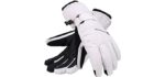 Andorra Snow Gloves Women Touchscreen Zipper Pocket Ski Gloves Waterproof Gloves Women, White, S